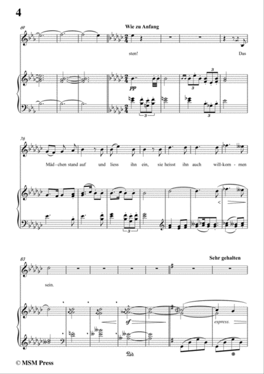 Mahler-Wo die schönen Trompeten blasen in e flat minor,for Voice and Piano Voice Solo scores gallery preview page 6