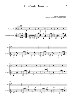Spanish Popular Song - Los Cuatro Muleros. Arrangement for Violoncello and Classical Guitar.