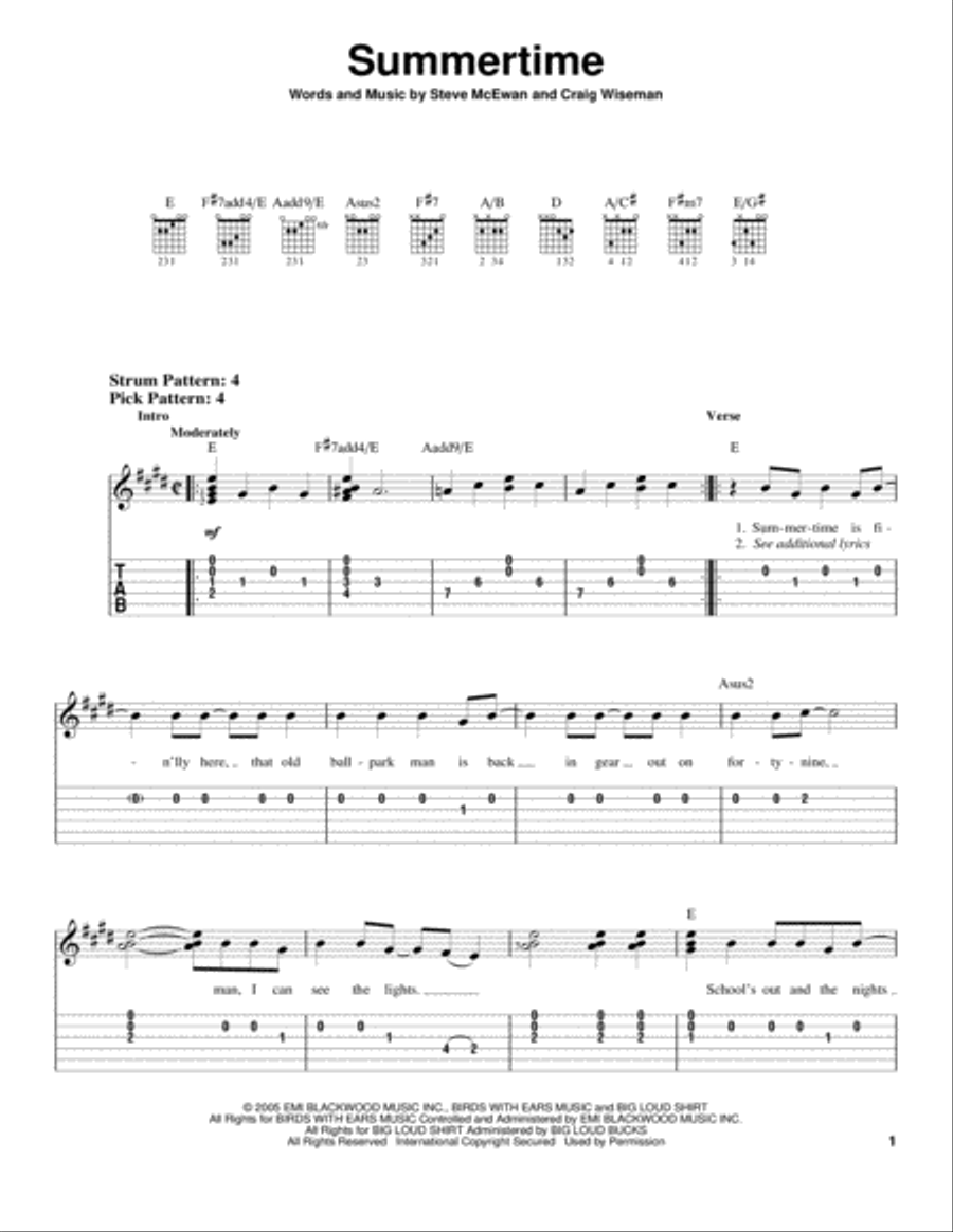 Summertime Acoustic Guitar scores gallery preview page 1