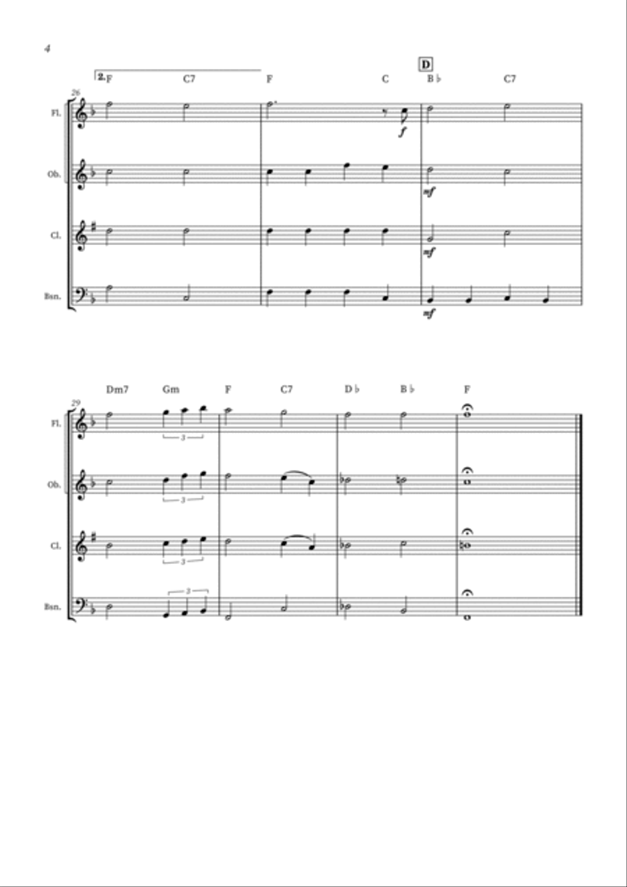 Can't Help Falling In Love Woodwind Quartet scores gallery preview page 4