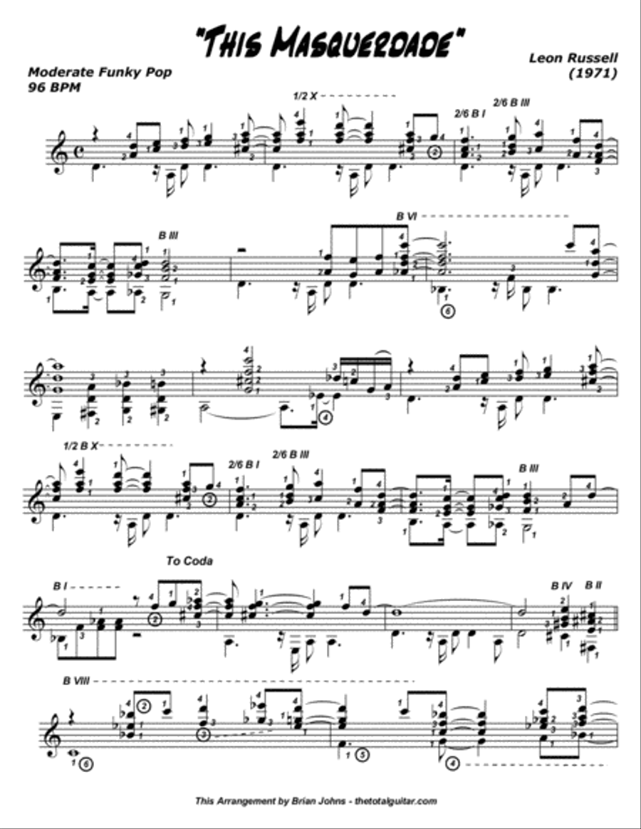 This Masquerade Guitar Tablature scores gallery preview page 2