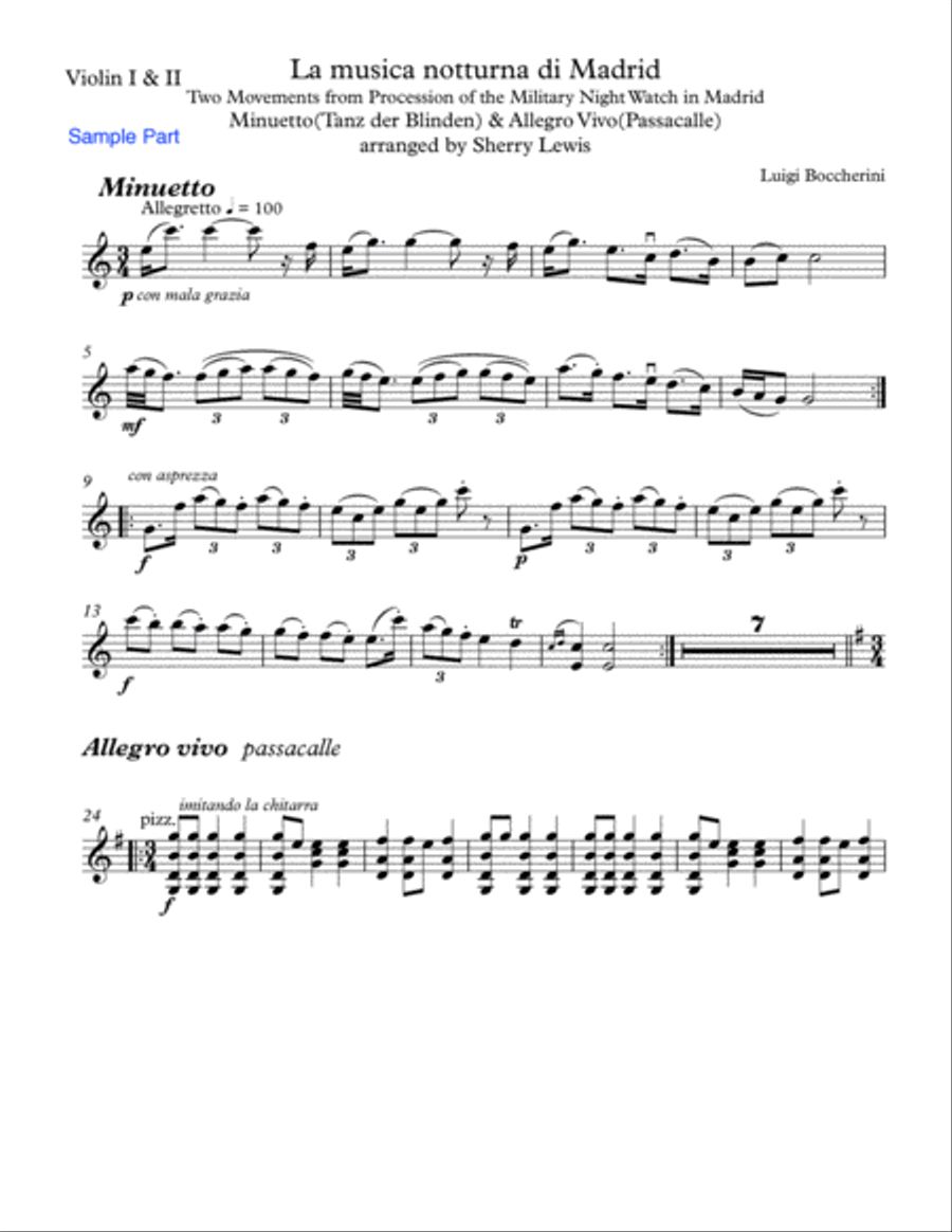 La musica notturna di Madrid - Minuetto (Tanz der Blinden) & Allegro Vivo (Passacalle) for string o String Orchestra scores gallery preview page 5