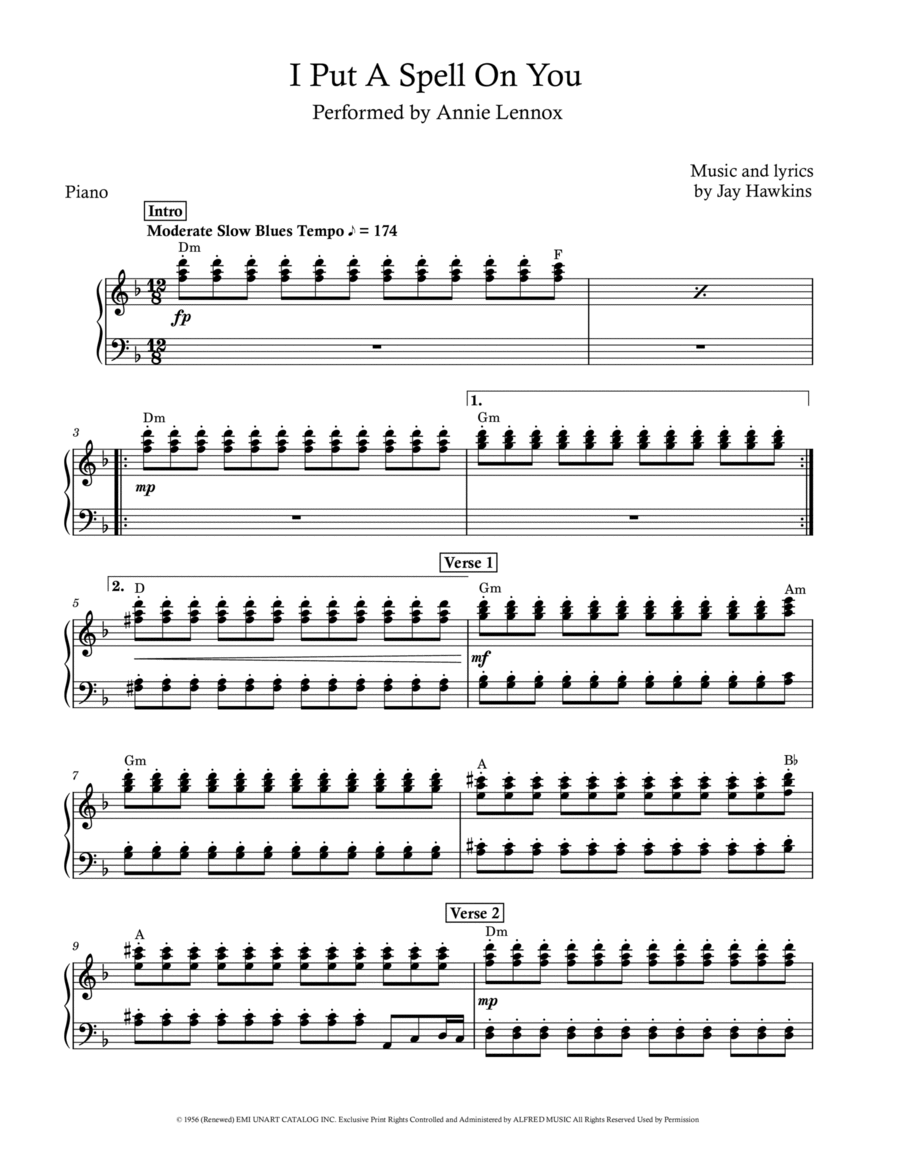 I Put A Spell On You Easy Piano scores gallery preview page 1