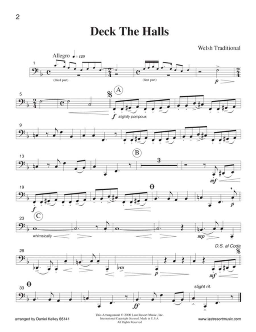Music for Four Brass, Christmas Part 4 Bass Trombone or Tuba