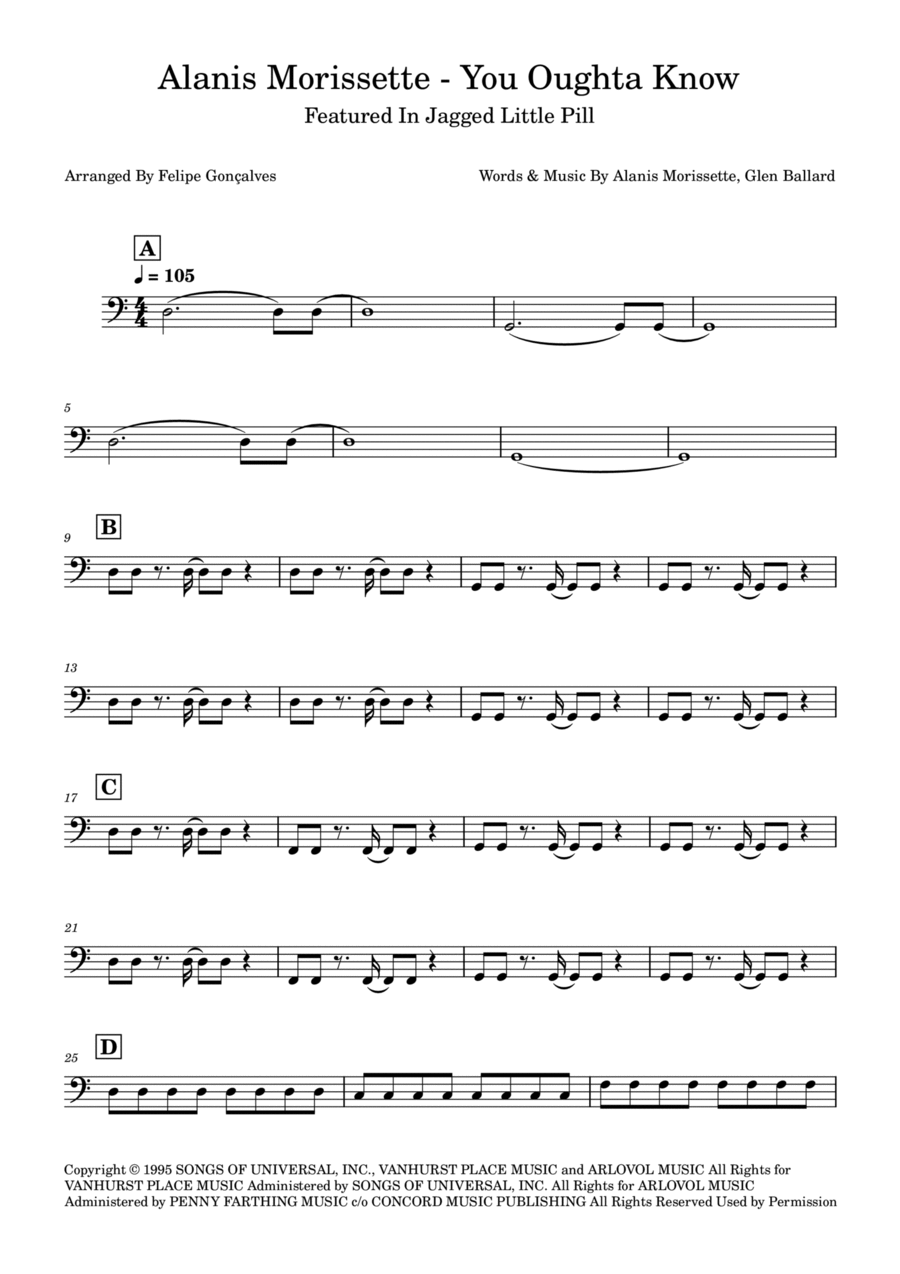 You Oughta Know You Oughta Know Bass Guitar scores gallery preview page 1