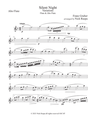 Silent Night - variations (Flute & Alto Flute Duet) Alto Flute part