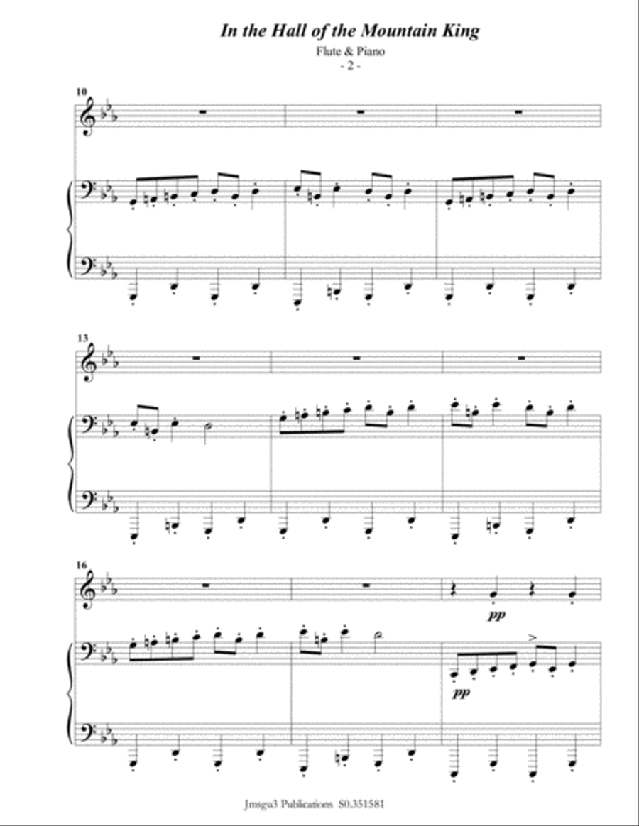 Grieg: Hall of the Mountain King from Peer Gynt Suite for Flute & Piano Flute Solo scores gallery preview page 3