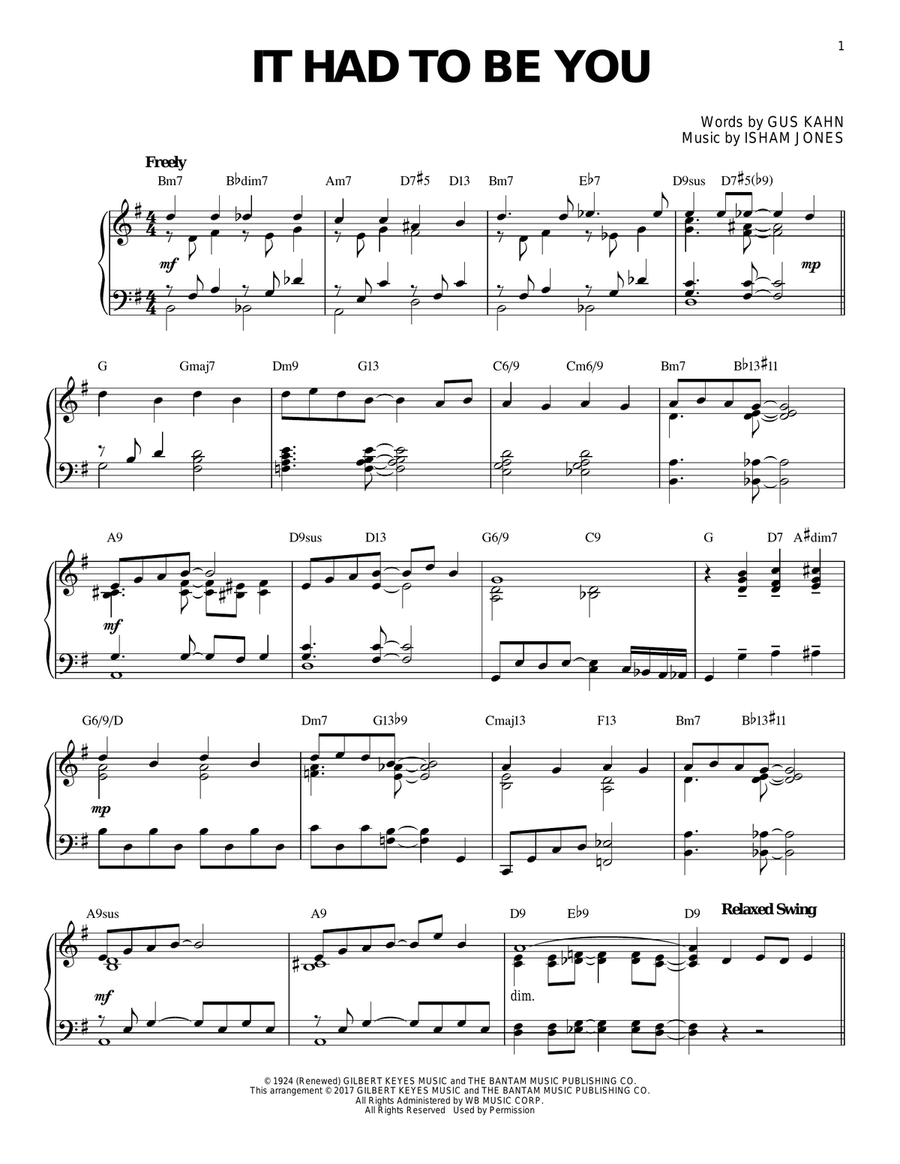 It Had To Be You [Jazz version] Piano Solo scores gallery preview page 1