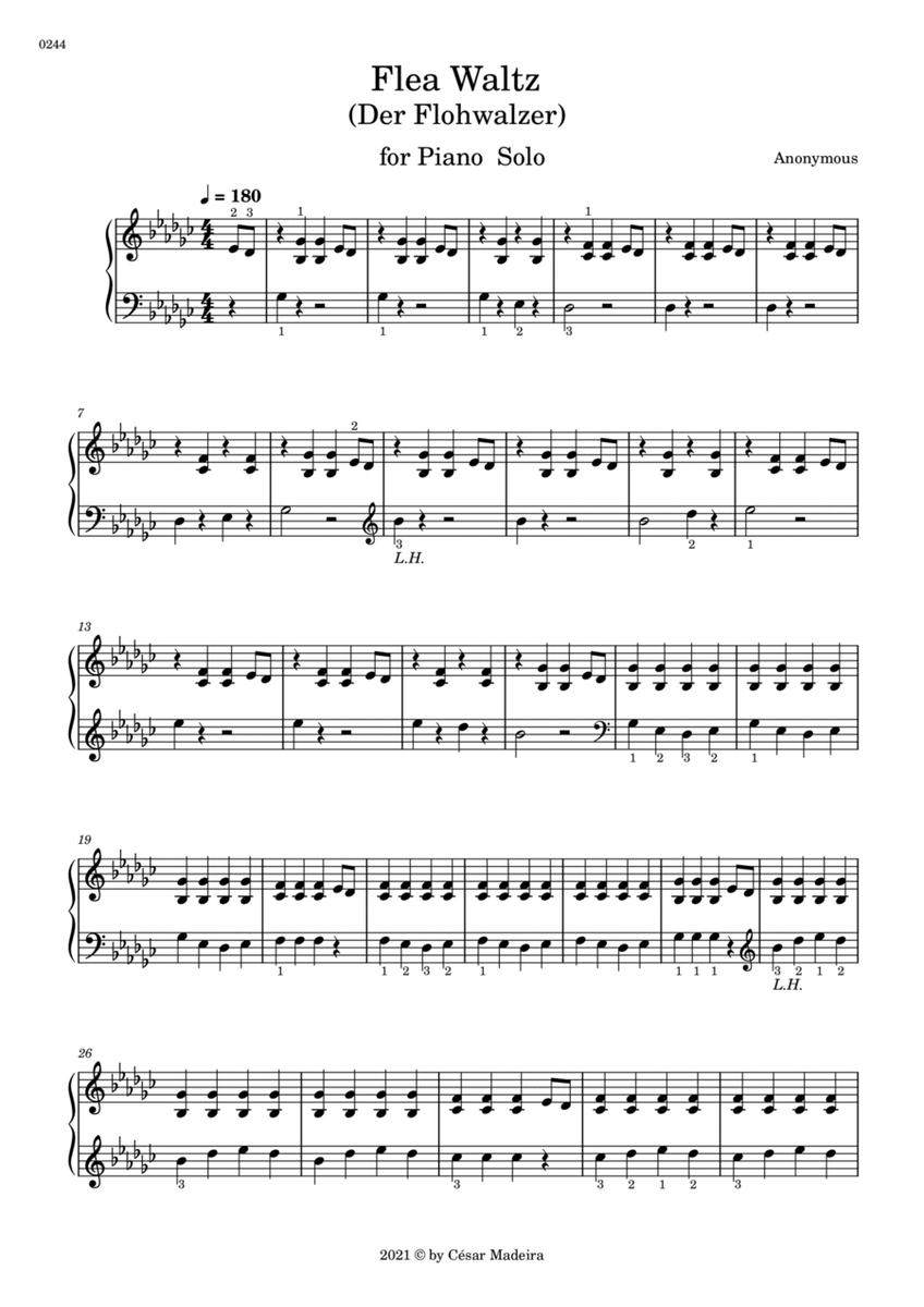 Flea Waltz (Der Flohwalzer) for Piano Solo - Original Version (Full Score) image number null