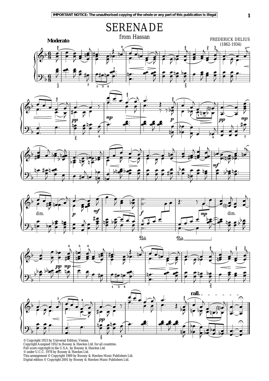 Hassan, Serenade Piano Solo scores gallery preview page 1