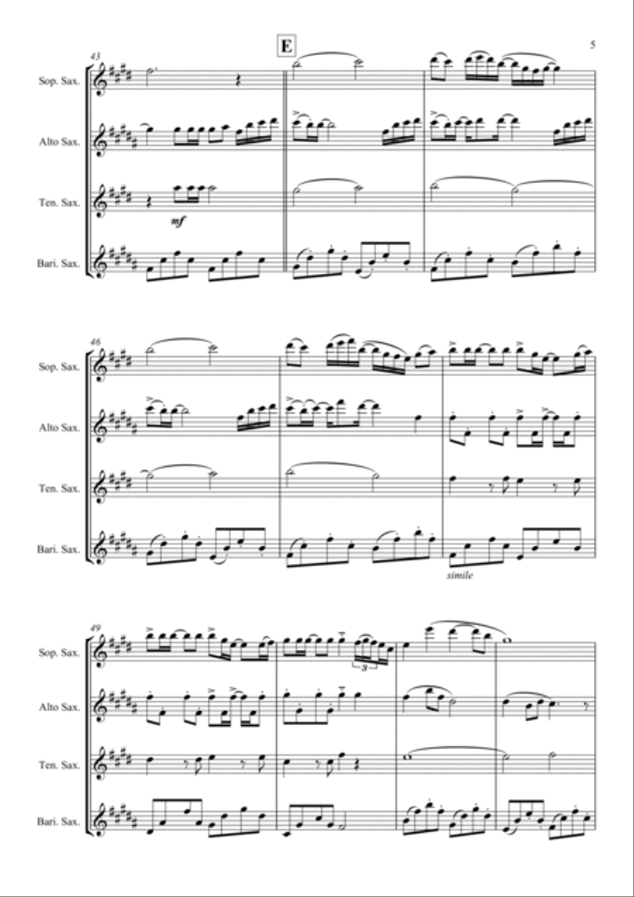 Summer Saxophone Quartet scores gallery preview page 5