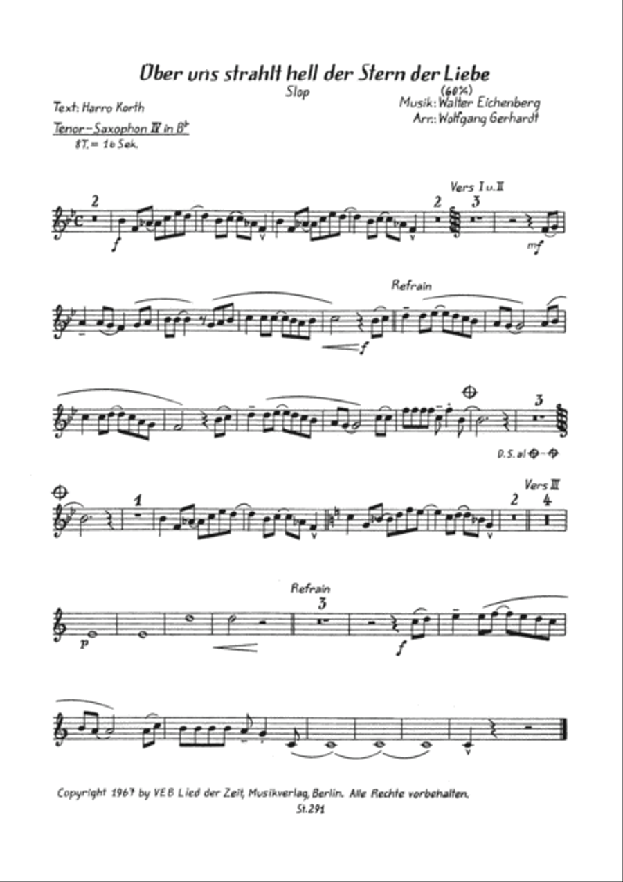 Uber uns strahlt hell der Stern der Liebe Tenor Saxophone scores gallery preview page 4