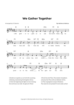 We Gather Together (Key of B Major)