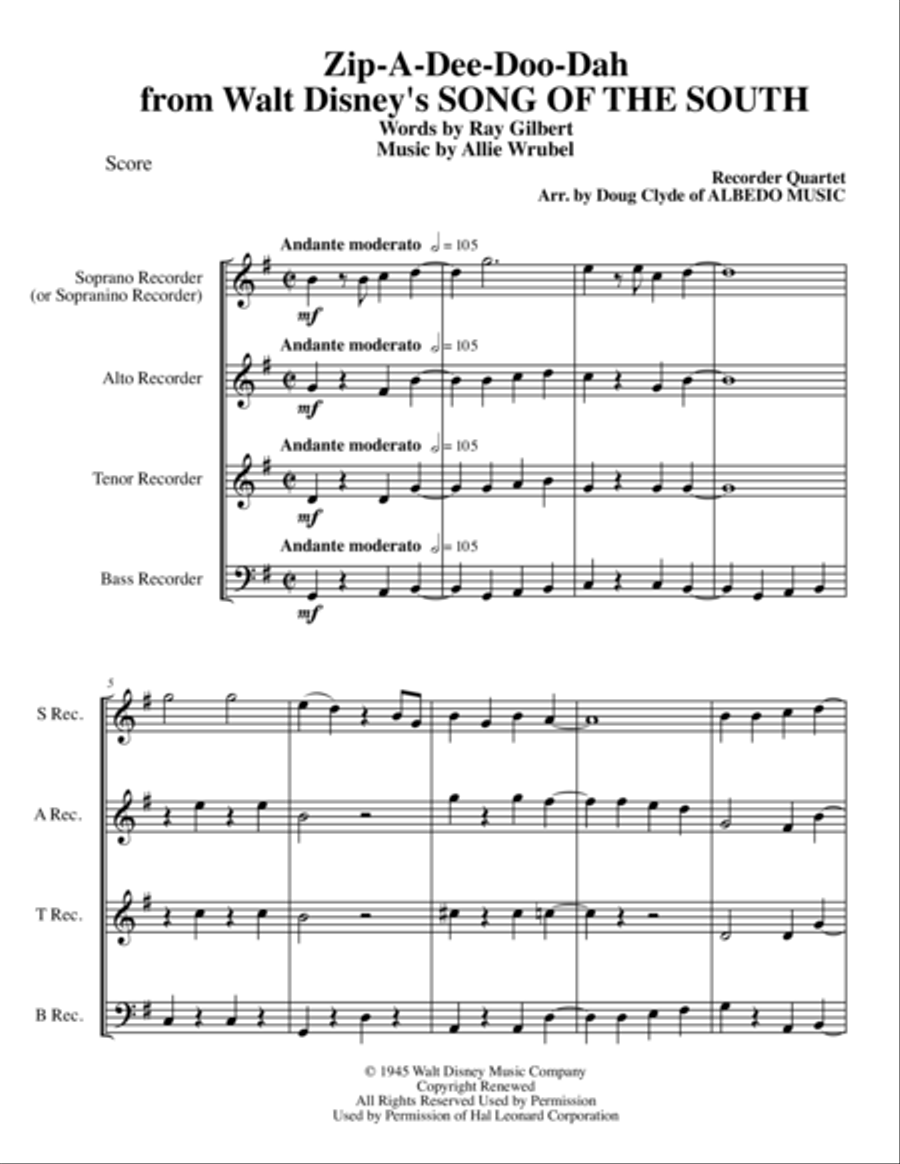 Zip-A-Dee-Doo-Dah Small Ensemble scores gallery preview page 1