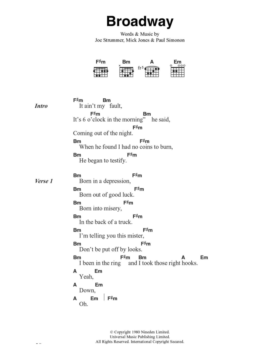 Broadway Broadway Easy Guitar scores gallery preview page 1