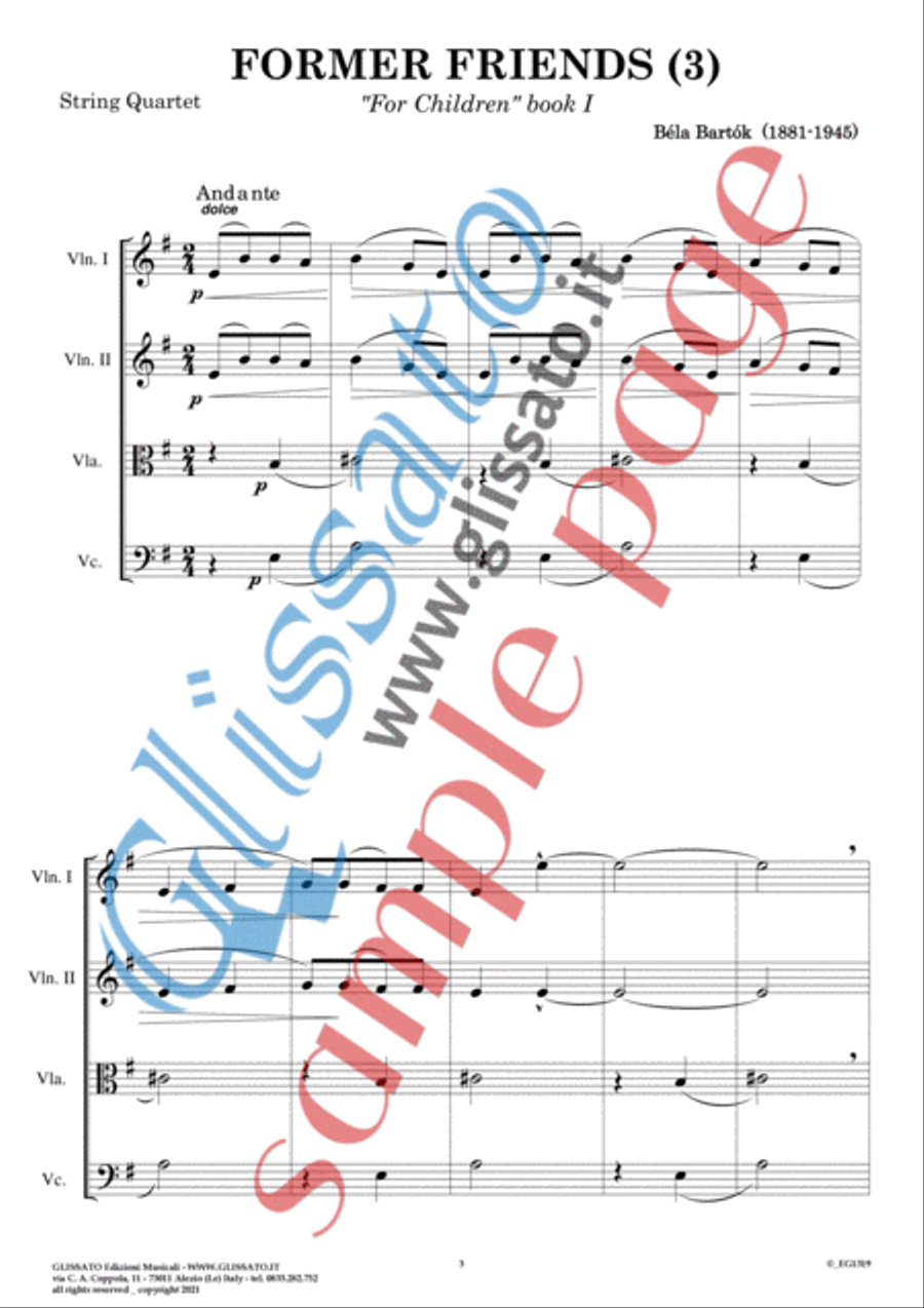 For Children by Bartók for String Quartet (score) - Score Only String Quartet scores gallery preview page 5