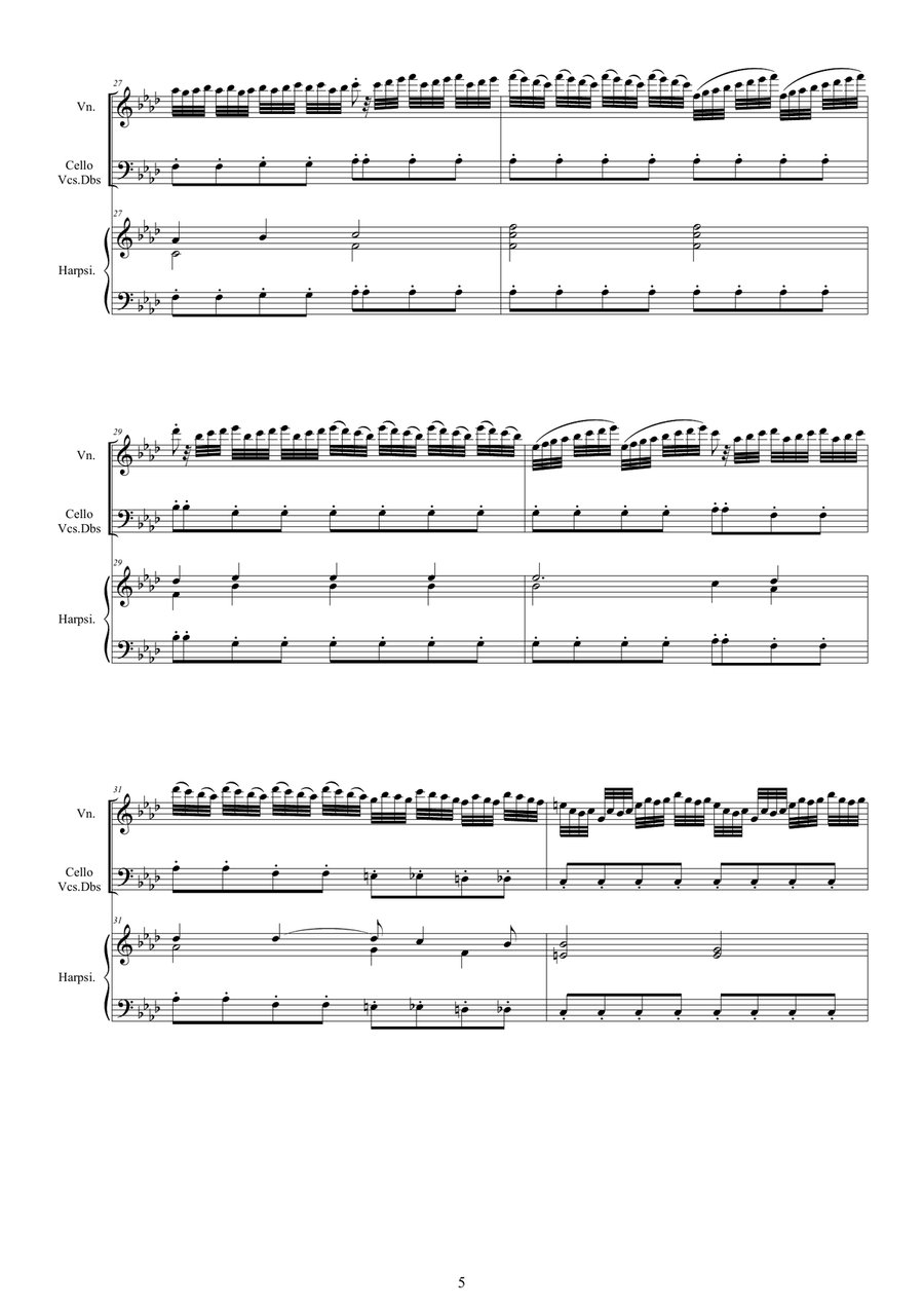 Vivaldi - Violin Concerto No.4 in F minor (Winter) RV 297 Op.8 for Violin, Strings and Harpsichord Chamber Orchestra scores gallery preview page 5