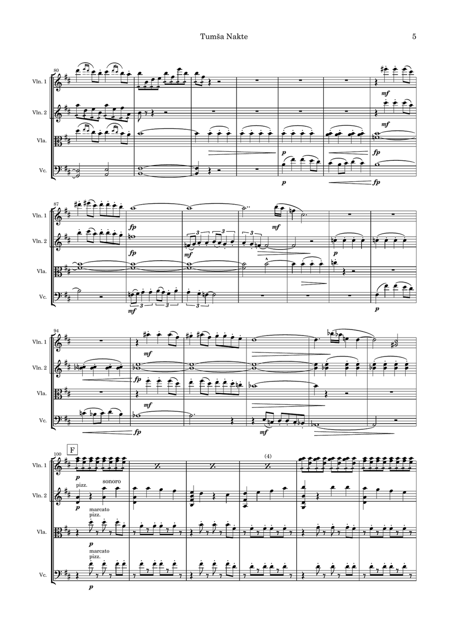 Tumša Nakte Tumša Nakte String Quartet scores gallery preview page 5