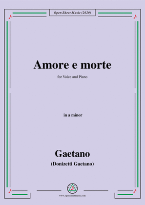 Donizetti-Amore e morte,in a minor,for Voice and Piano