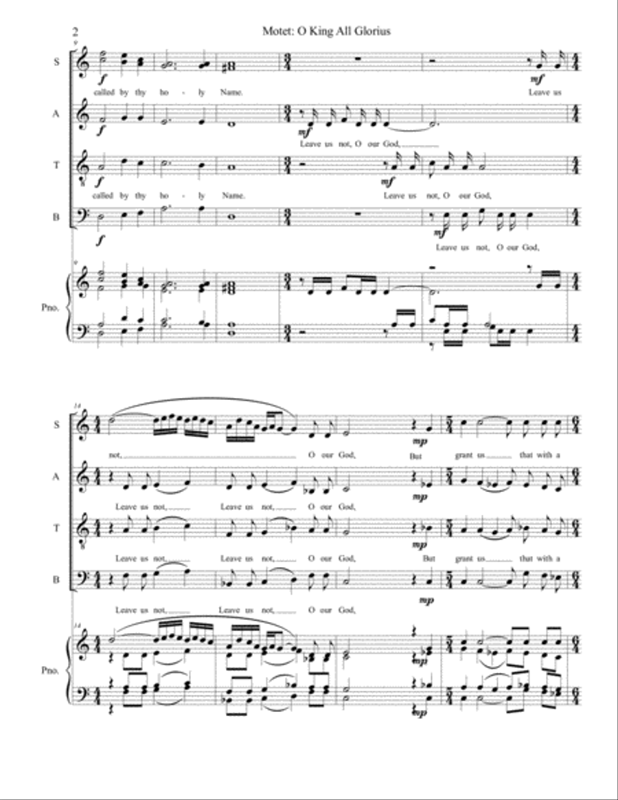 Motet: O King All Glorious 4-Part scores gallery preview page 2