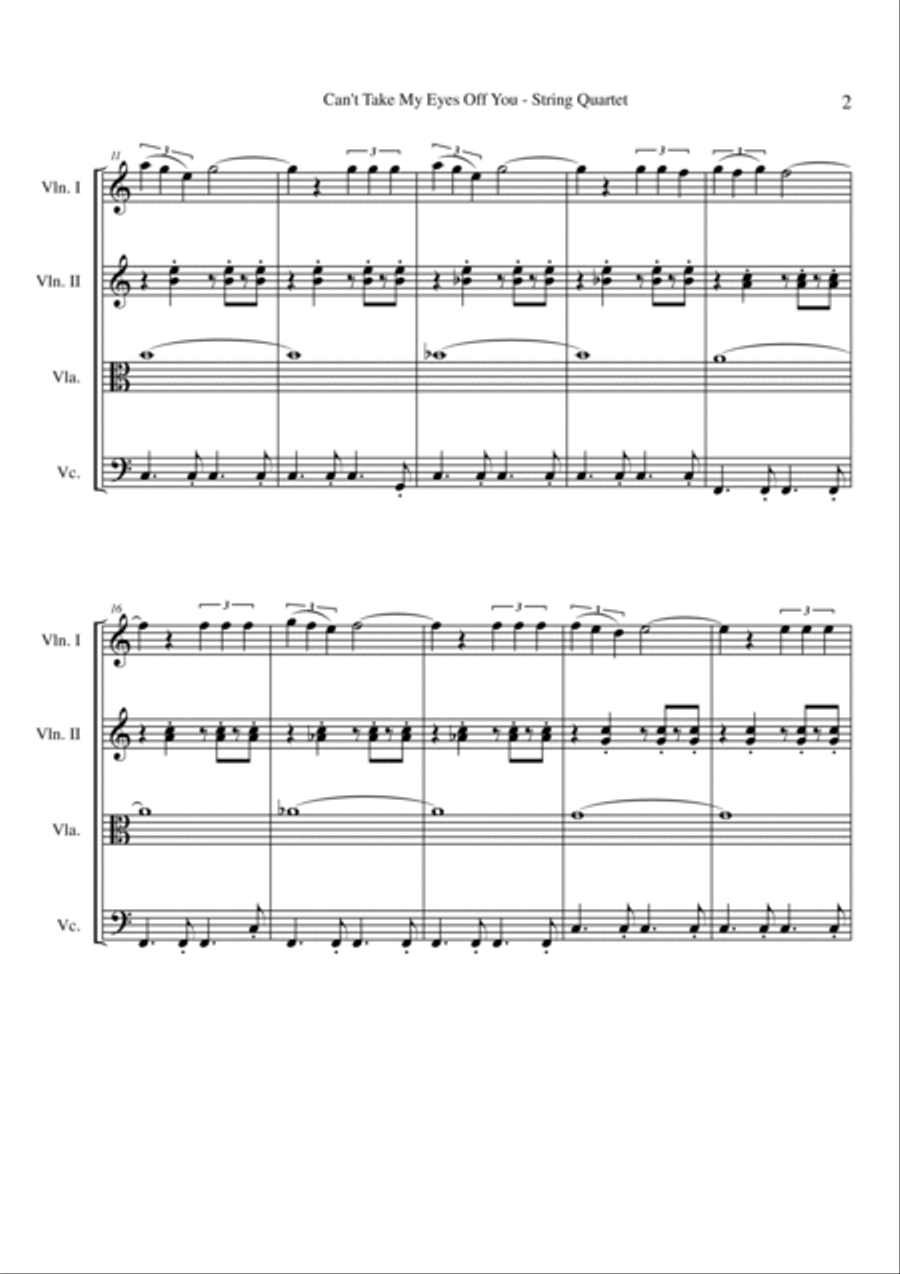 Can't Take My Eyes Off Of You String Quartet scores gallery preview page 2