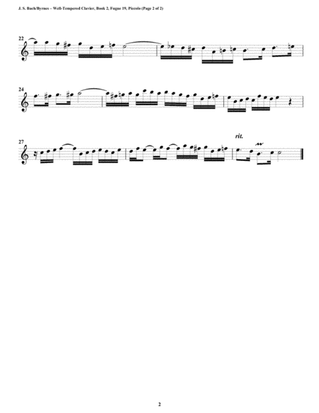 Fugue 19 from Well-Tempered Clavier, Book 2 (Flute Quartet) image number null