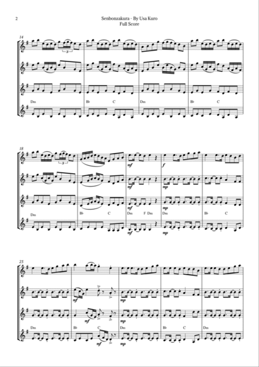 Senbonzakura Brass Quartet scores gallery preview page 2