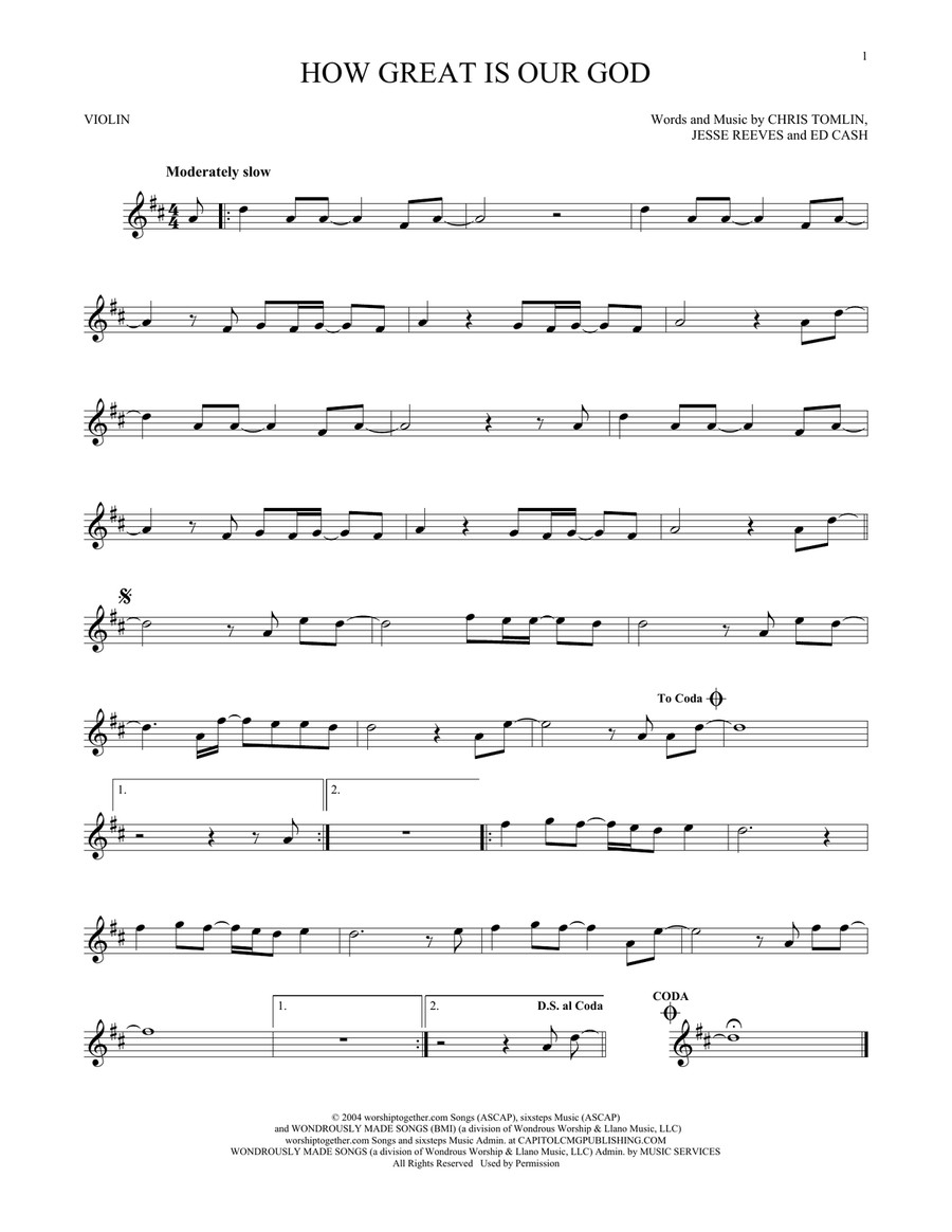 How Great Is Our God Violin Solo scores gallery preview page 1