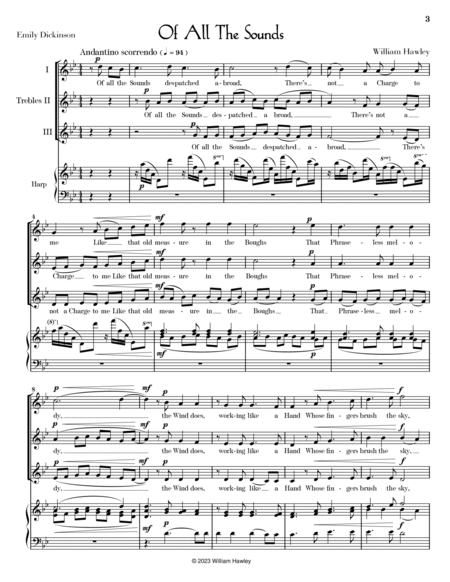 Of All The Sounds by William Hawley 3-Part - Digital Sheet Music