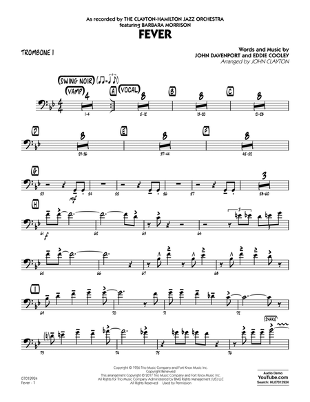 Fever (Key: G min) - Trombone 1