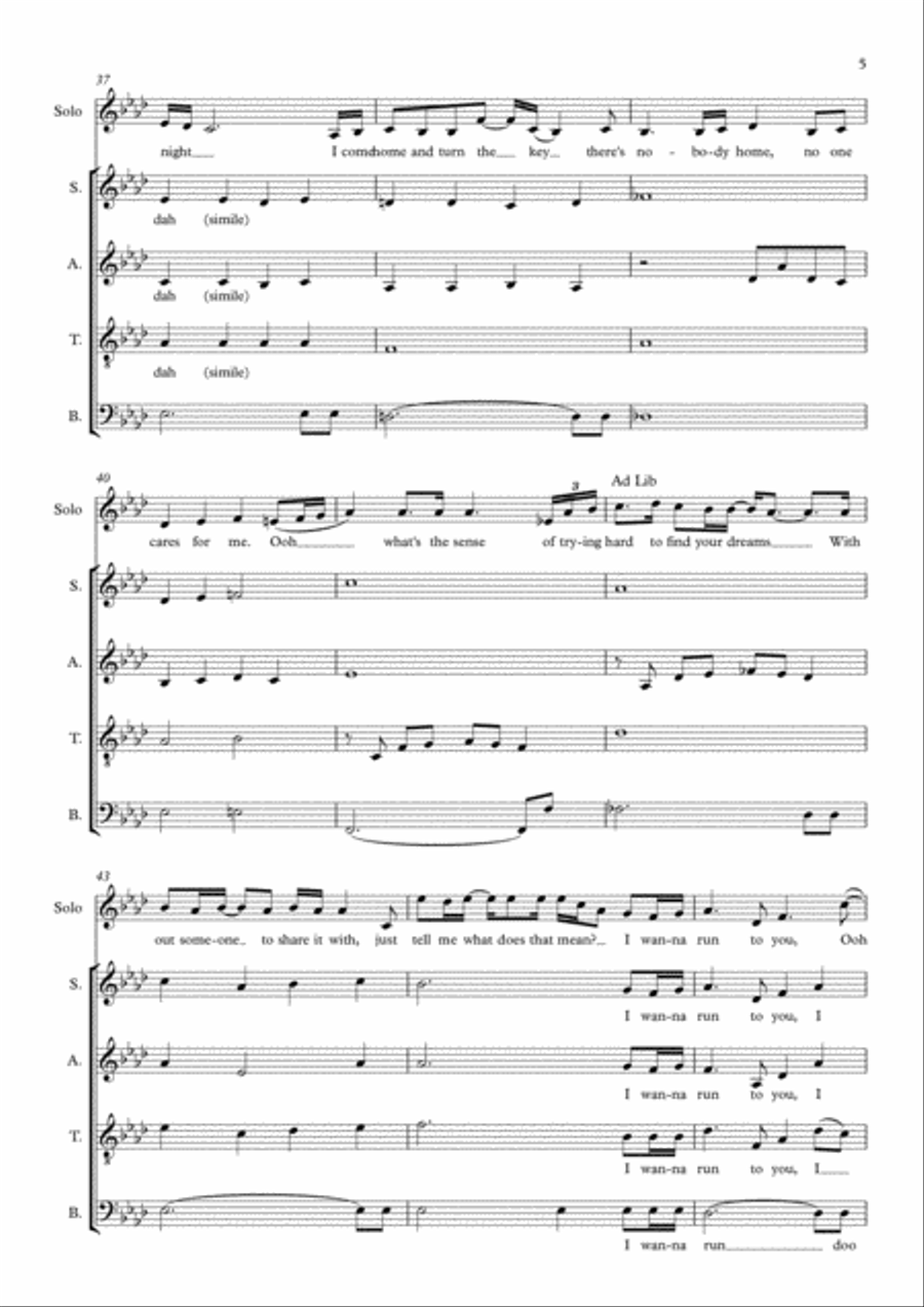 Run To You 4-Part scores gallery preview page 5