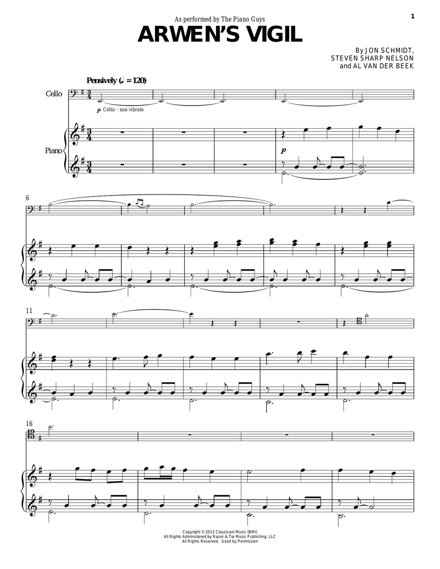Arwen's Vigil Piano Solo scores gallery preview page 1