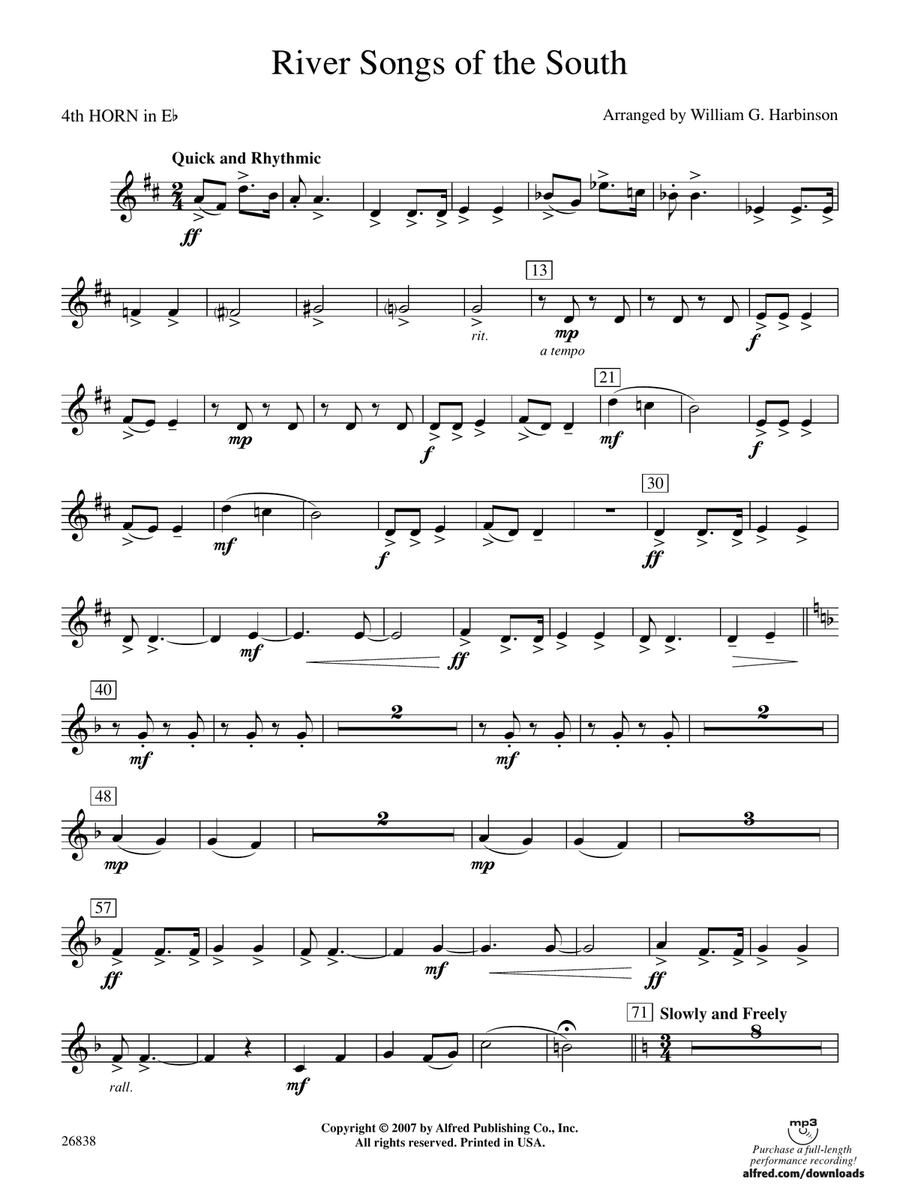 River Songs of the South: (World Part) 4th Horn in E-flat