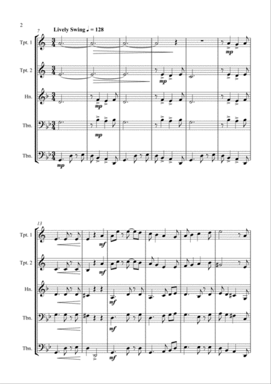 God Rest Ye Merry Gentlemen - Jazz Carol for Brass Quartet Brass Quartet scores gallery preview page 2