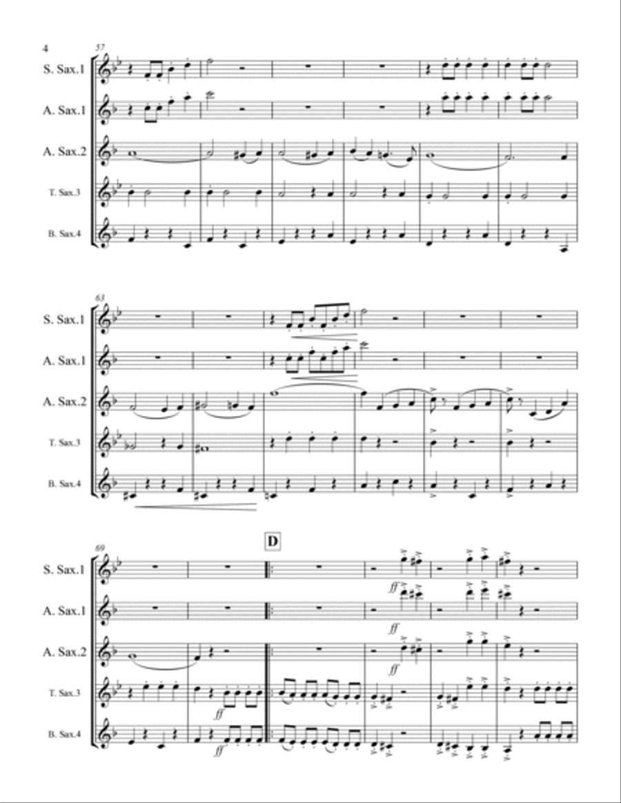 March - The Stars and Stripes Forever (for Saxophone Quartet SATB or AATB) Saxophone Quartet scores gallery preview page 5