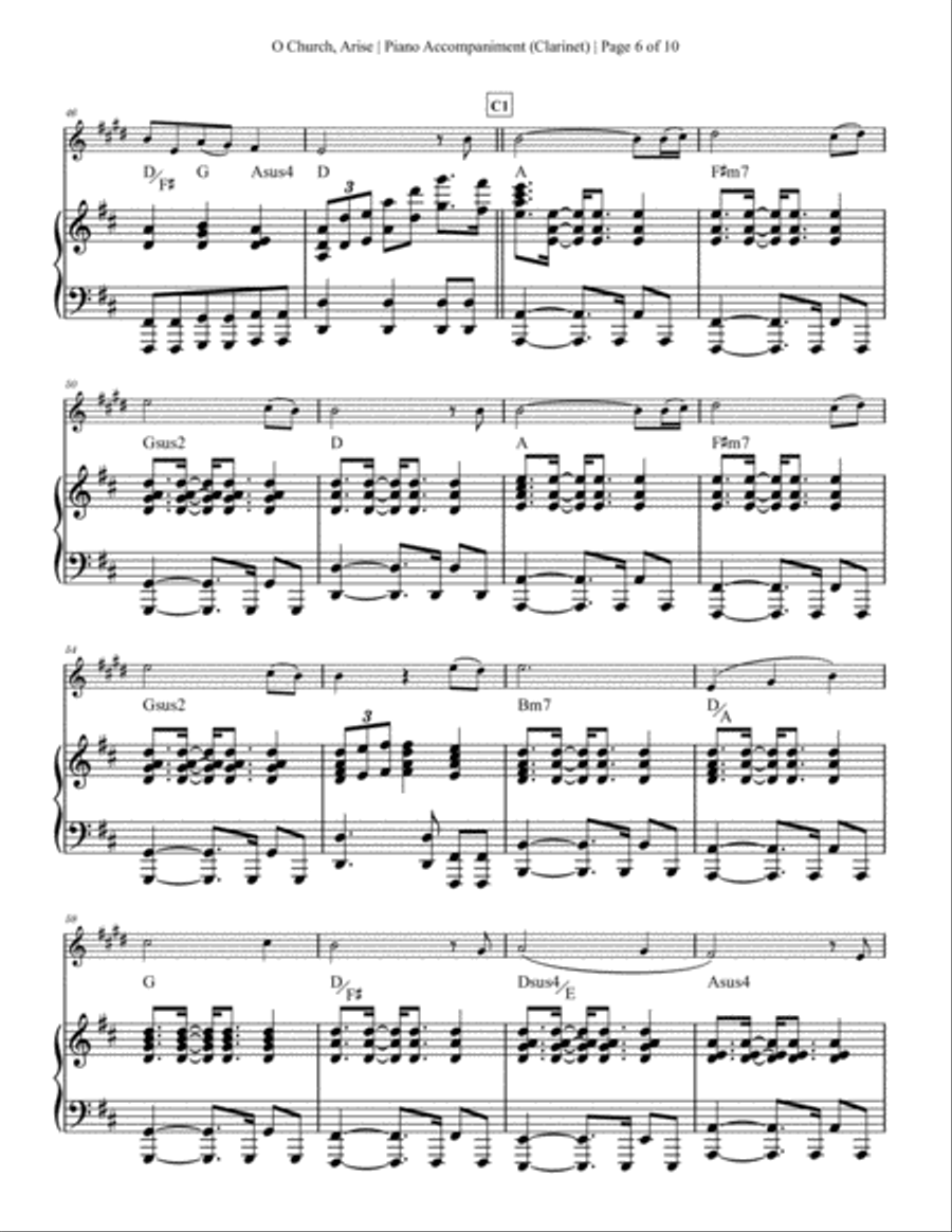 O Church, Arise (arise, Shine) Clarinet Solo scores gallery preview page 6
