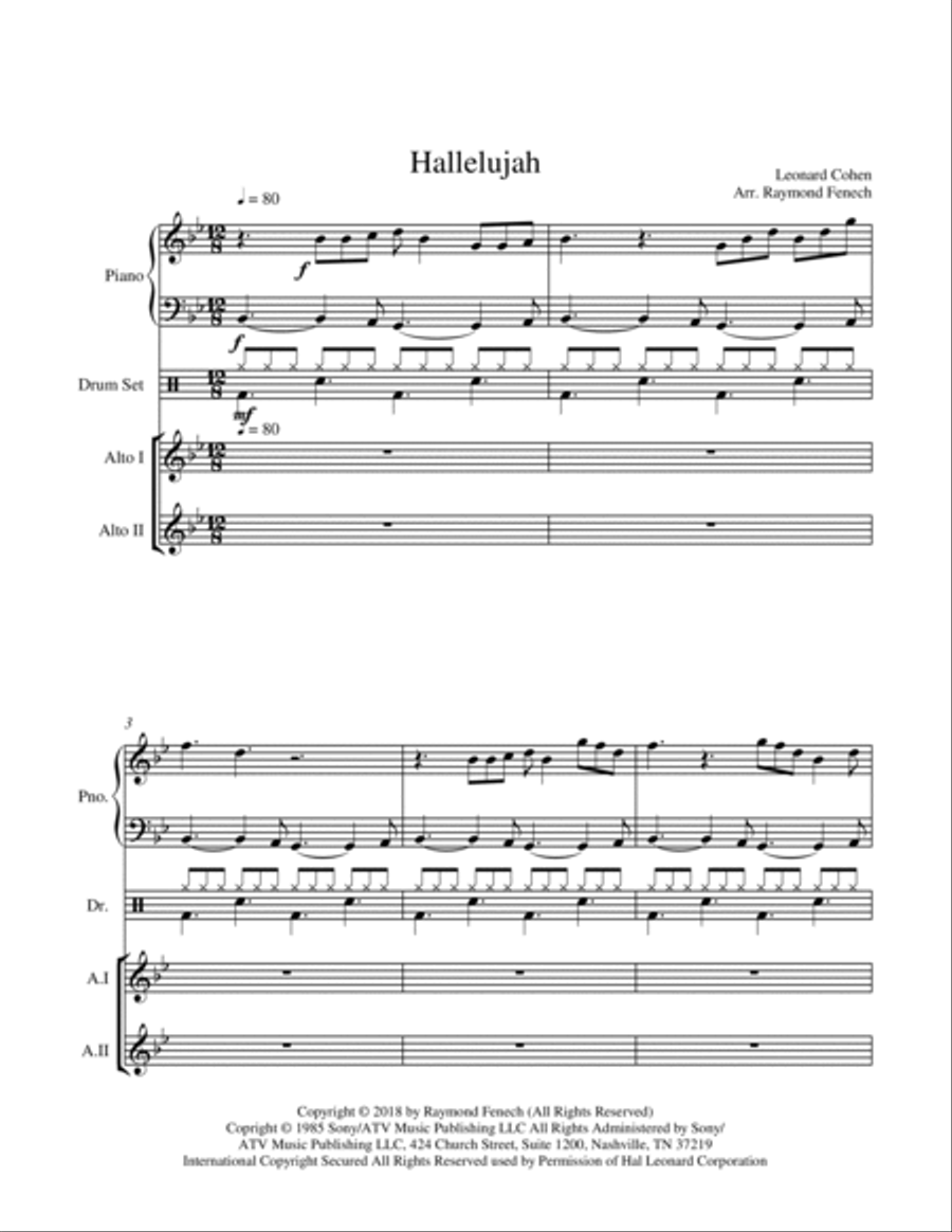 Hallelujah Alto Voice scores gallery preview page 4