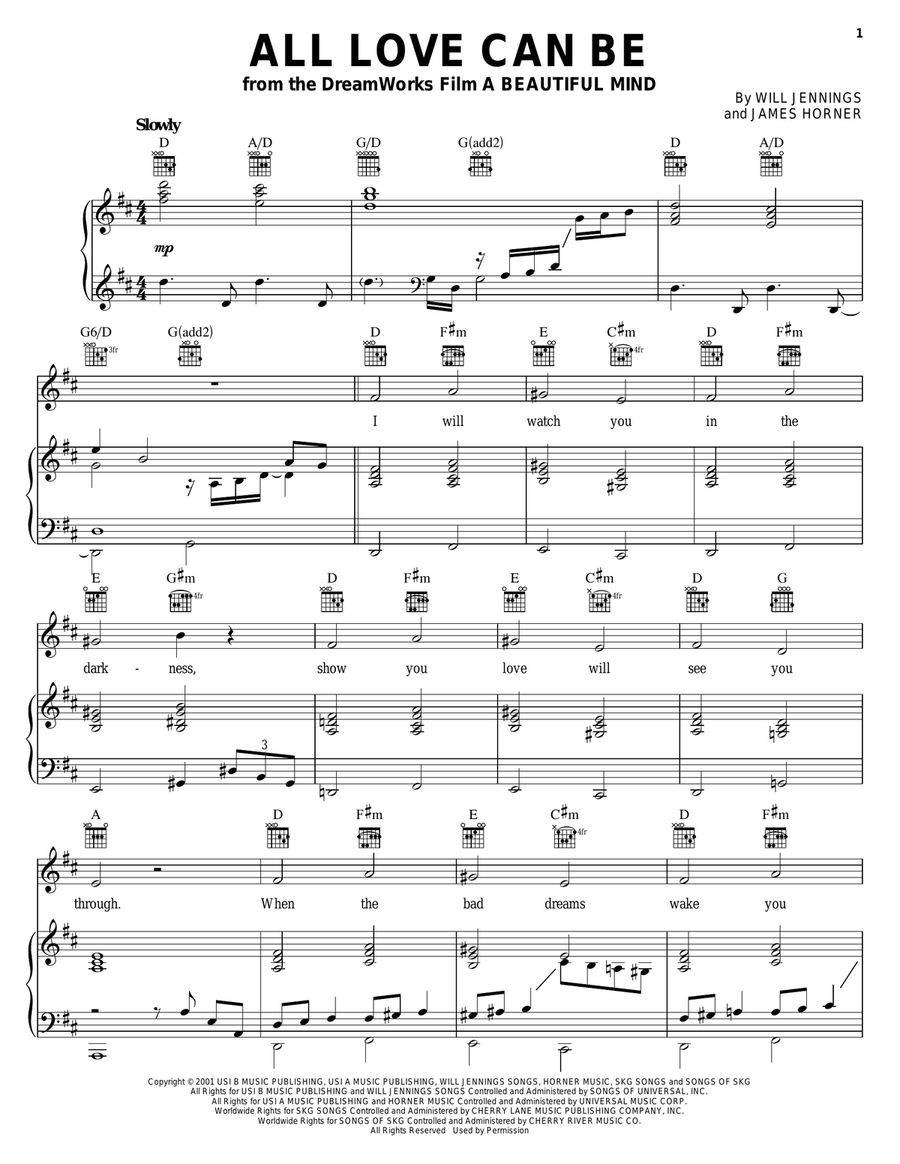 All Love Can Be All Love Can Be Piano, Vocal, Guitar scores gallery preview page 1