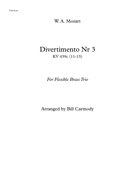 Mozart Divertimento Nr. 3 (K. 439b) Flexible Brass Trio