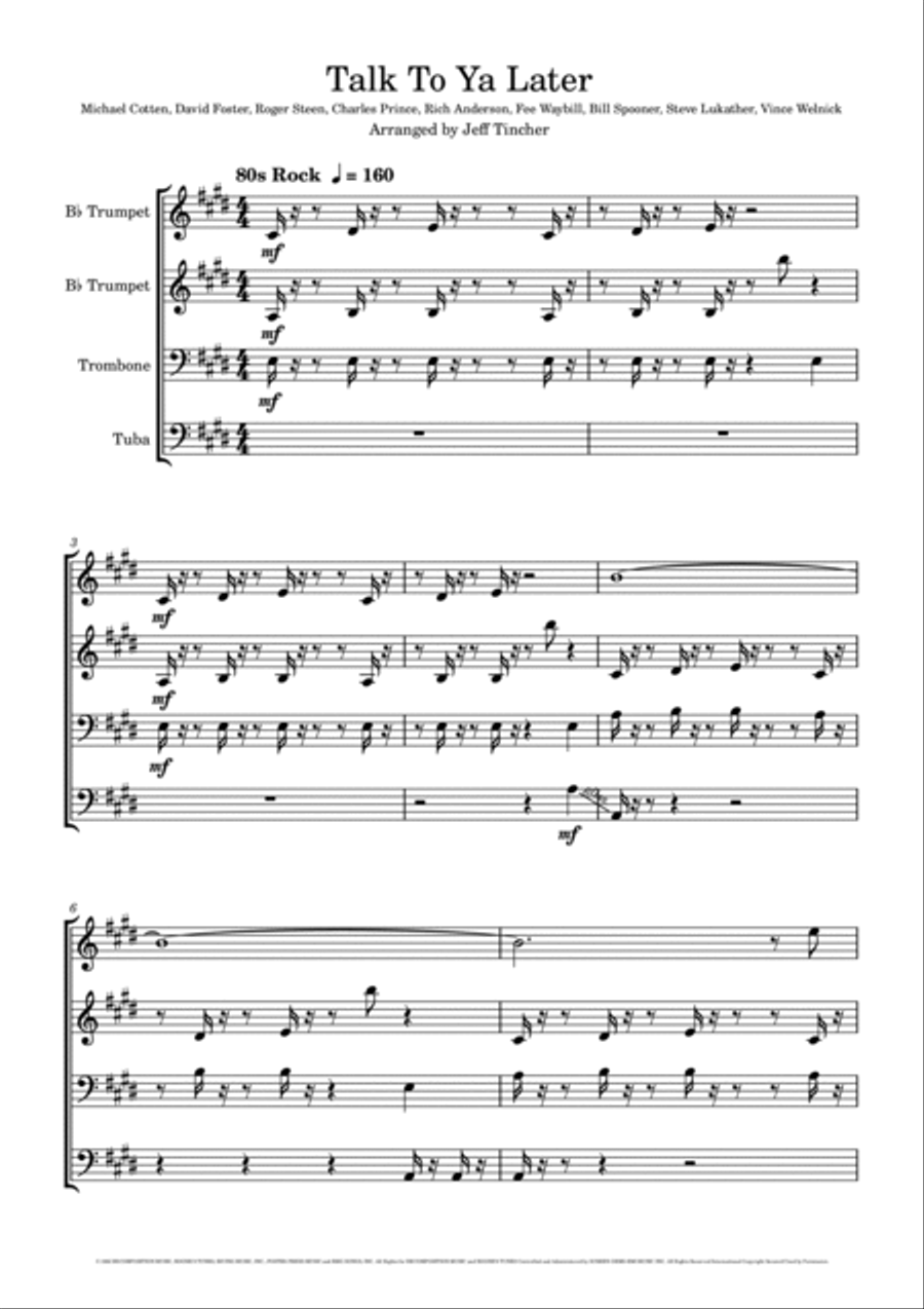 Talk To Ya Later Talk To Ya Later Brass Ensemble scores gallery preview page 2