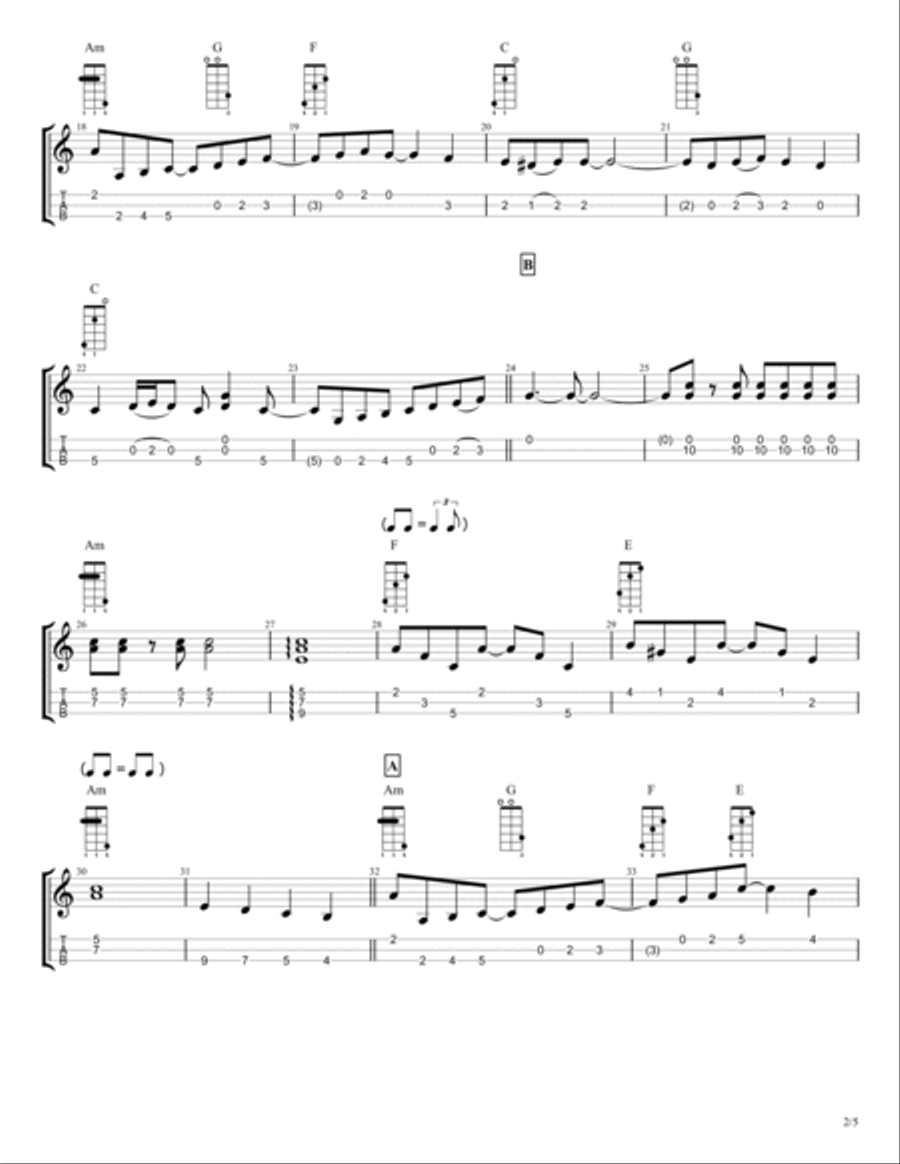 Walk Don't Run Guitar Tablature scores gallery preview page 2