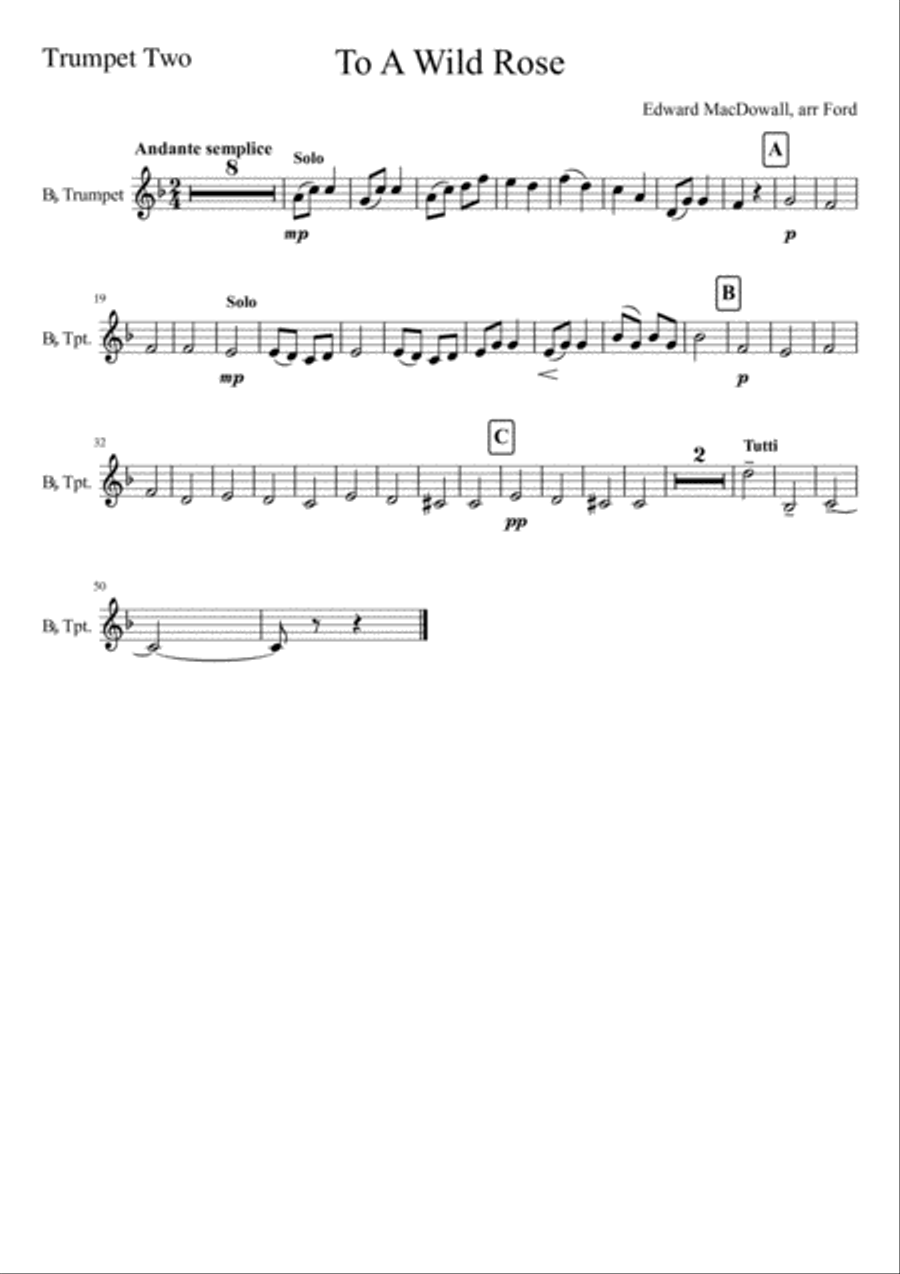 To A Wild Rose Brass Ensemble scores gallery preview page 2