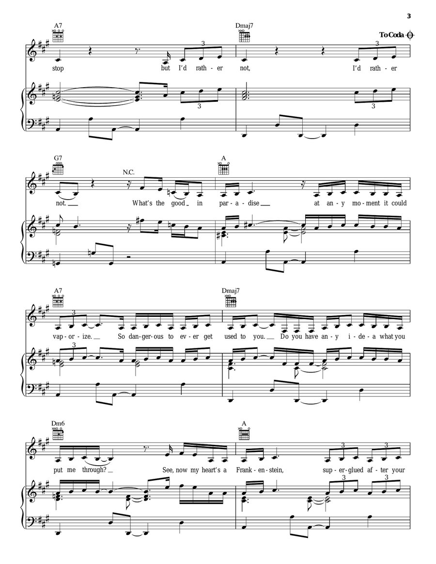 I'd Rather Not Piano, Vocal, Guitar scores gallery preview page 3
