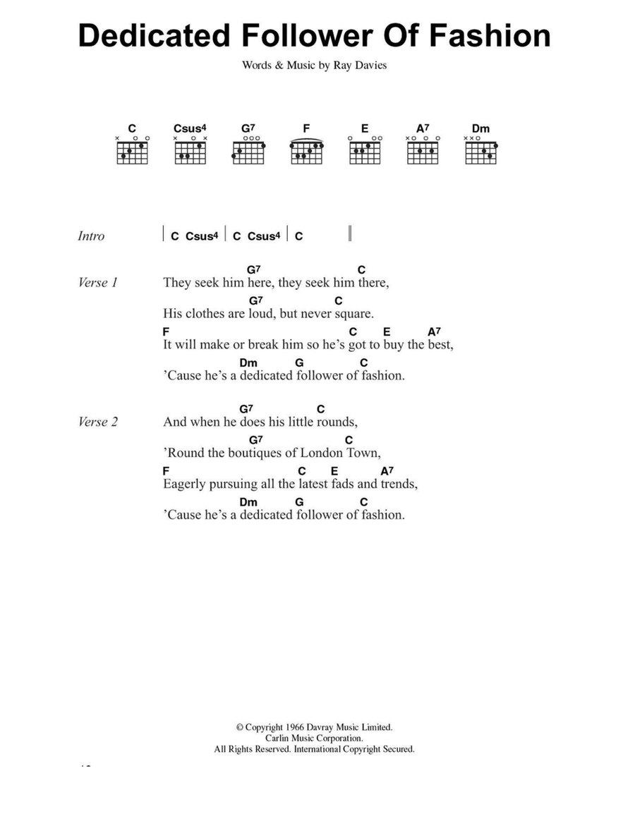 Dedicated Follower Of Fashion Acoustic Guitar scores gallery preview page 1