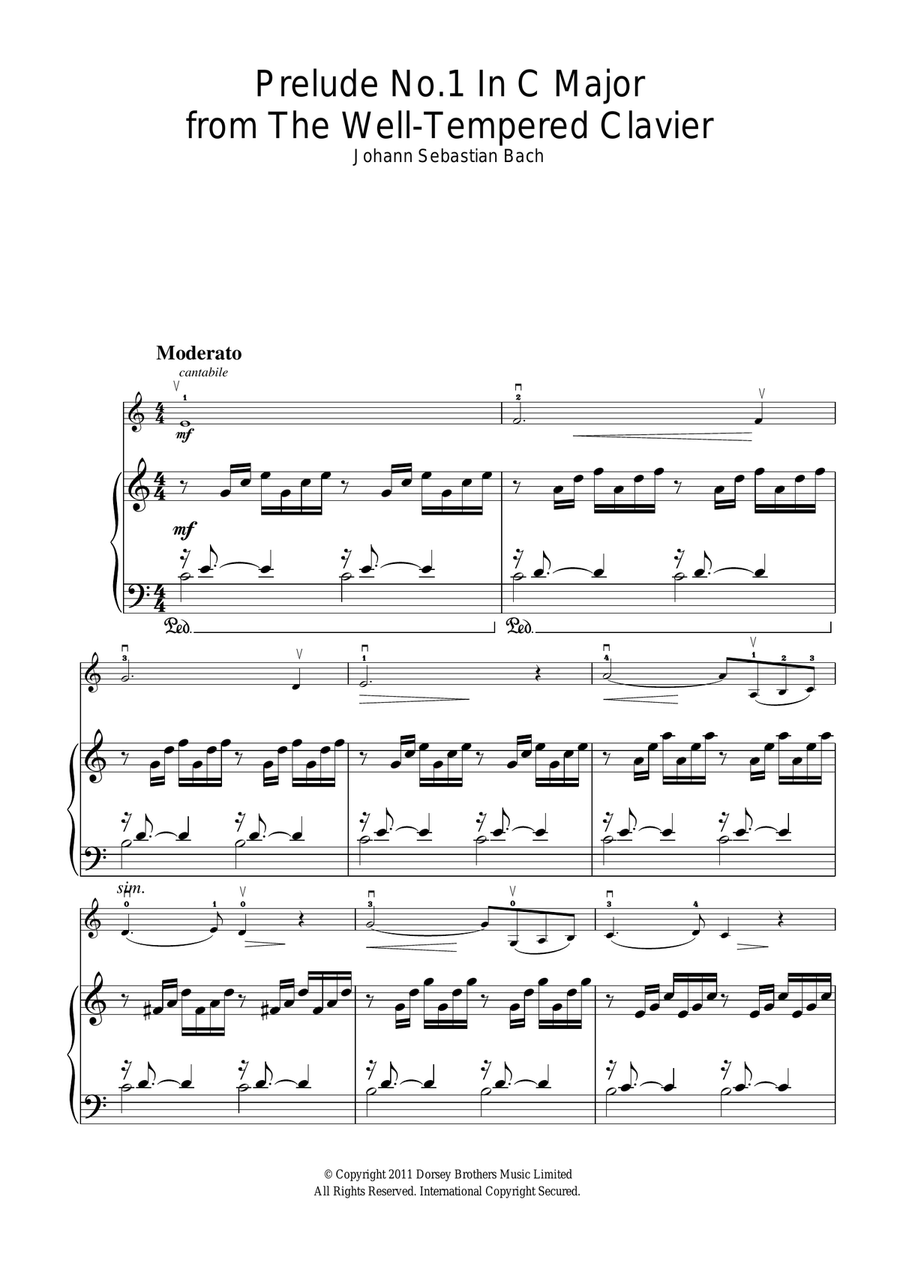 Prelude No.1 in C Major (from The Well-Tempered Clavier, Bk.1) Violin Solo scores gallery preview page 1