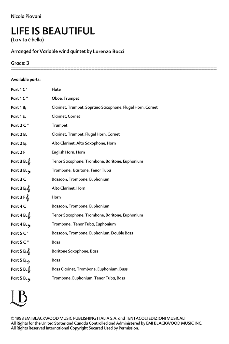 Life Is Beautiful (La Vita E Bella) Concert Band scores gallery preview page 2