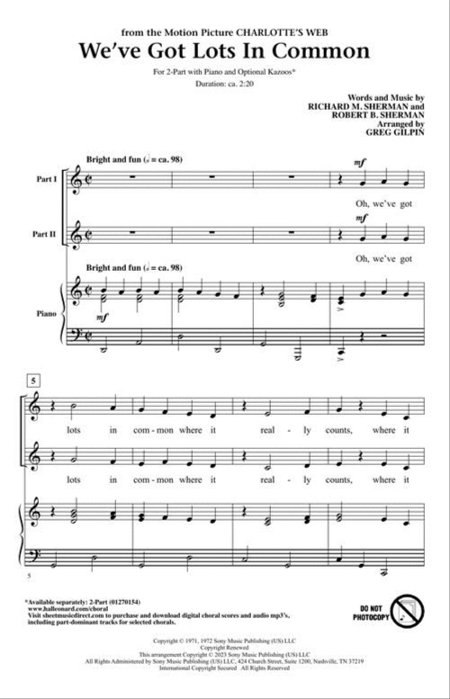 We've Got Lots In Common 2-Part scores gallery preview page 3