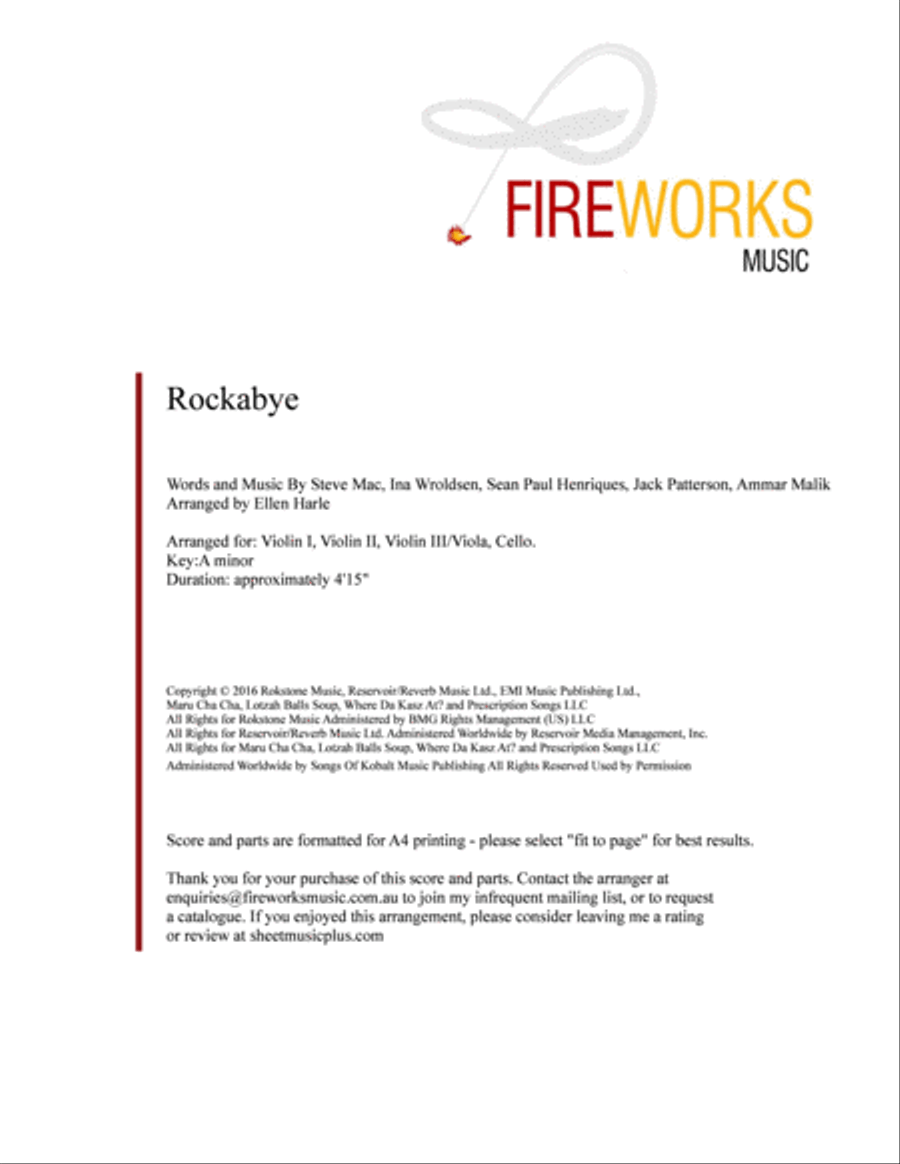 Rockabye Rockabye String Quartet scores gallery preview page 2