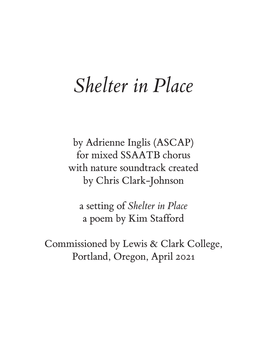 Shelter in Place for SSAATB chorus and nature soundtrack SSAATB scores gallery preview page 1