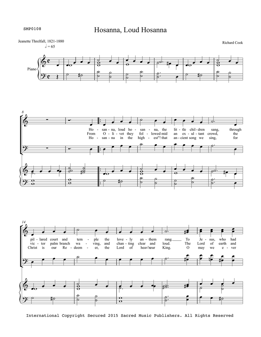 Hosanna, Loud Hosanna PIANO VOCAL 4-Part scores gallery preview page 2